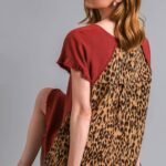 Umgee Red Brown Dress with Animal Print Back